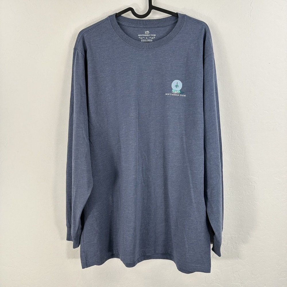 Southern Tide Long Sleeve Shirt Womens Size L Mistletoe Snowglobe Graphic Print